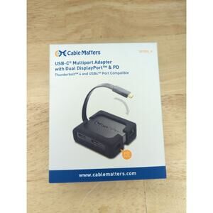 Cable Matters USB C Dual Monitor Hub 4K DisplayPort, 2X USB 2.0, Ethernet -Black